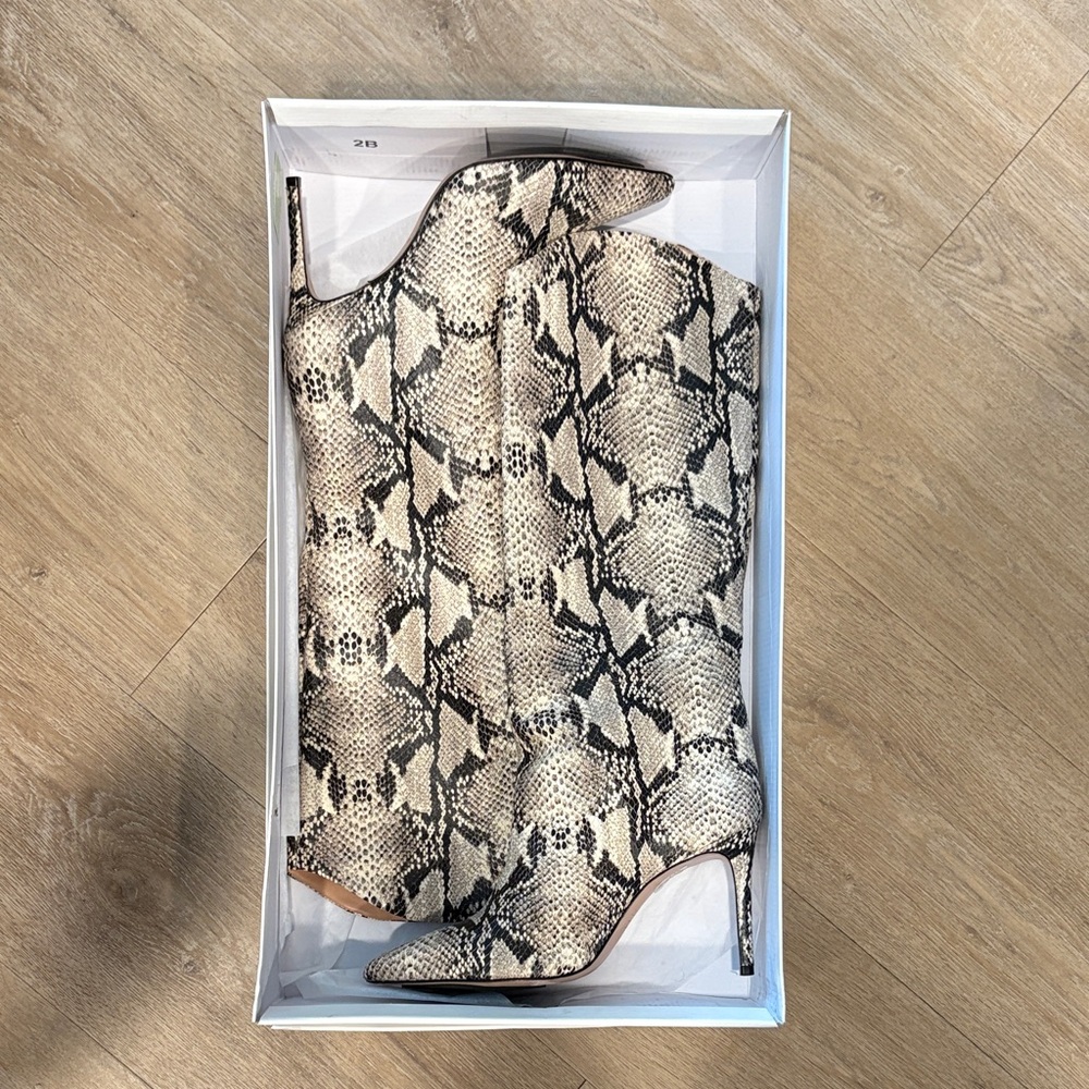 SCHUTZ Maryana Snakeskin Pattern Heeled Boots